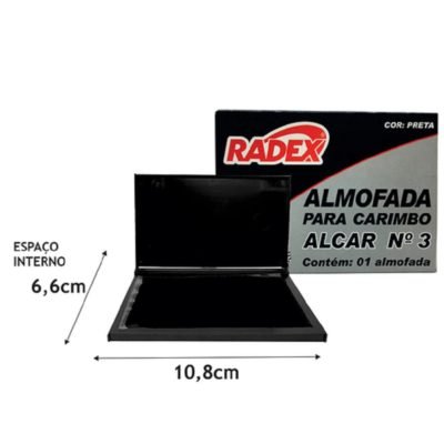 Almofada Para Carimbo N°3 Com Tinta Preta  Radex