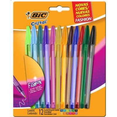 Caneta Esferográfica 1,2 mm Cristal Fashion Com 12 Unidades Bic