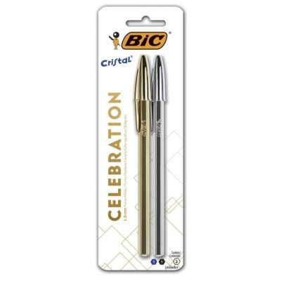 Caneta Esferográfica Cristal Celebration Azul e Preta 1.0 mm 2 Unidades Bic