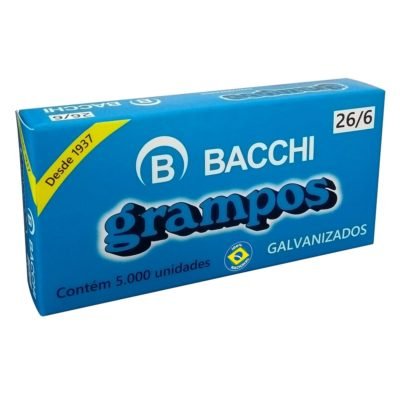 Grampo galvanizado 26/6 Caixa 5000 Unidades Bacchi